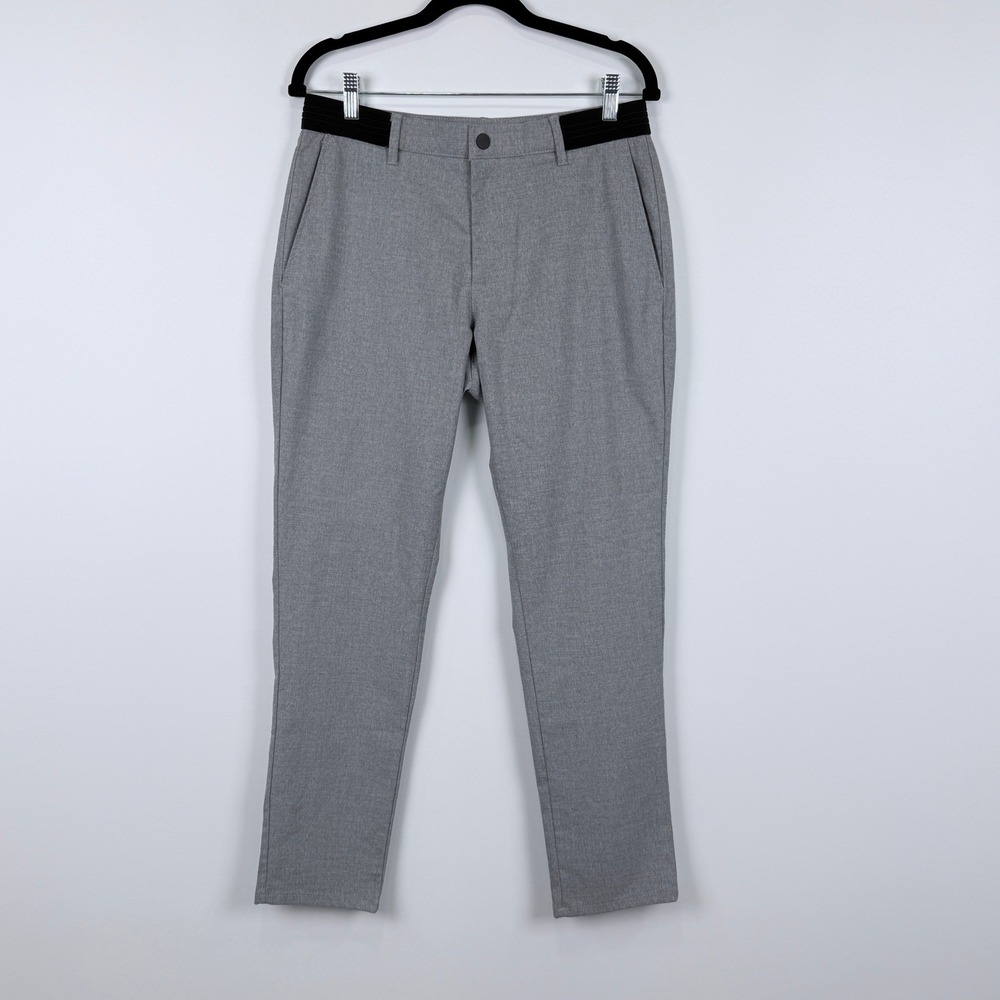 Zara Trousers Women M Gray Elastic Waist Tapered Leg Flat Front Chino Pockets